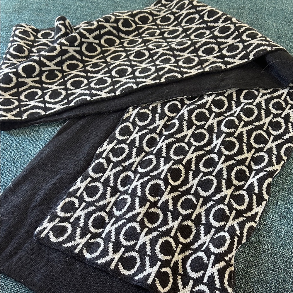 Calvin Klein Monogram Black and White Scarf